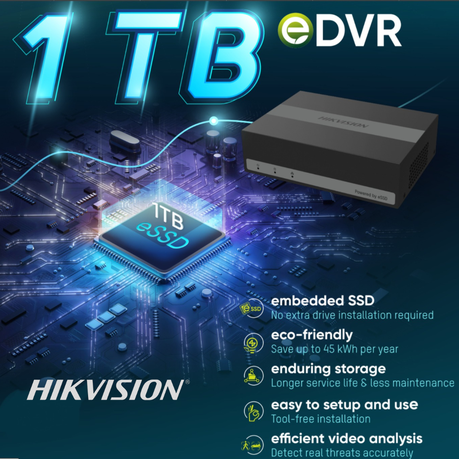 HIKVISION 8CH 1080PLITE 1U H.265 WITH 1TB ESSD DVR