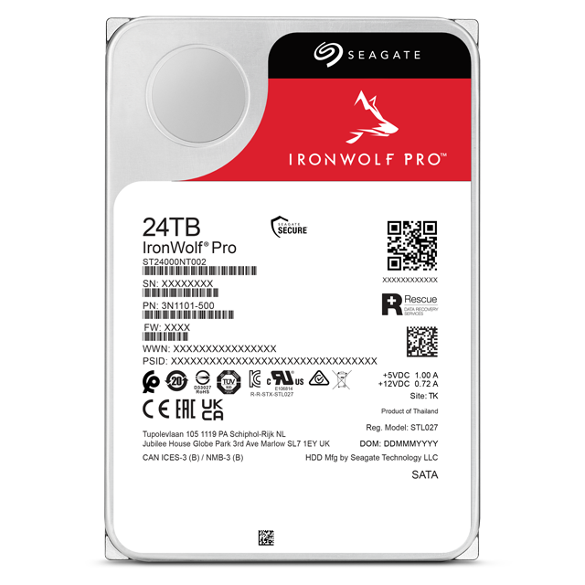 Seagate IronWolf Pro 24TB hard drive label