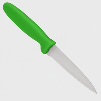 Green serrated paring knife