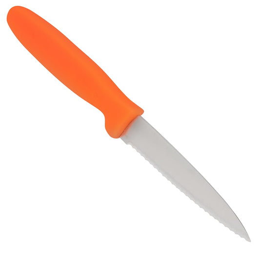 Orange serrated paring knife