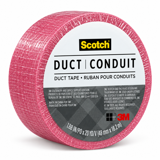 Scotch 3M cherry red duct tape angled product view