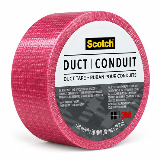 Scotch 3M cherry red duct tape side perspective product view