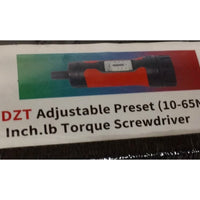 DZT adjustable preset 10-65N-m torque screwdriver packaging label