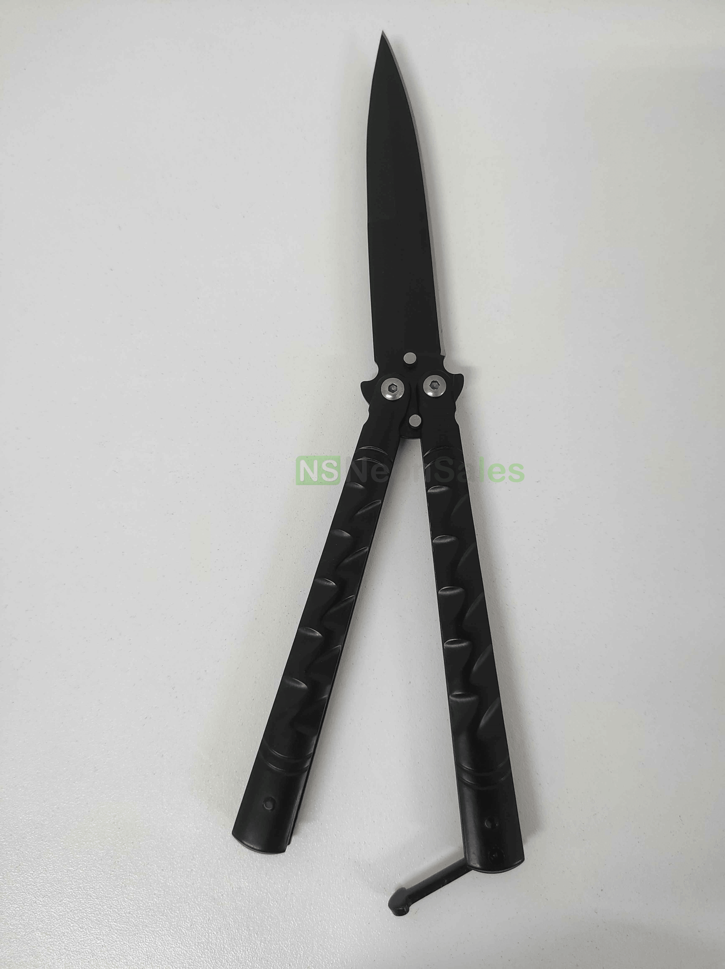 SLIMLINE BUTTERFLY KNIFE WITH CLIP EDGE - BLACK - NeonSales {{ shop.shopifyCountryName }}