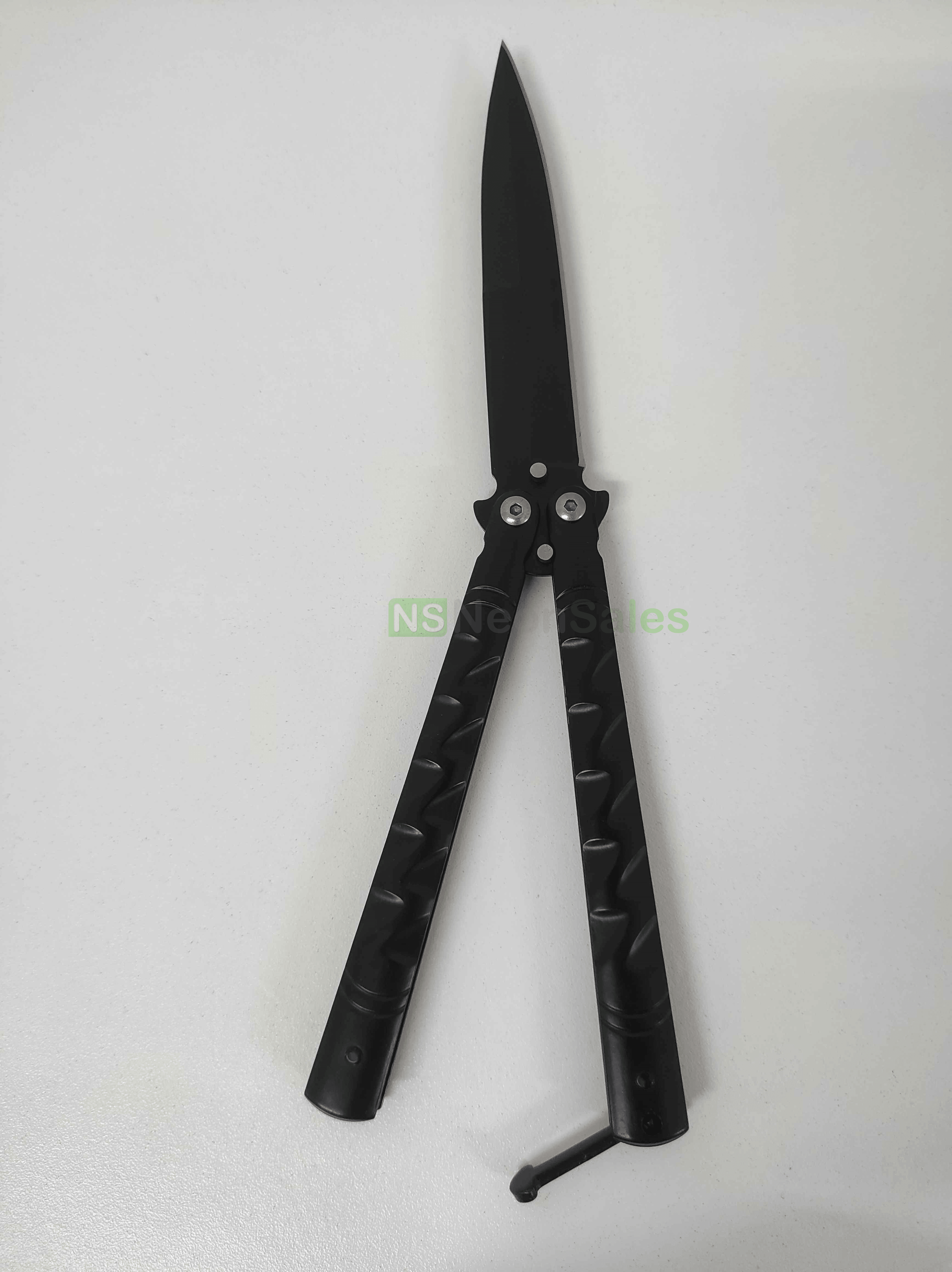 SLIMLINE BUTTERFLY KNIFE WITH CLIP EDGE - BLACK - NeonSales {{ shop.shopifyCountryName }}