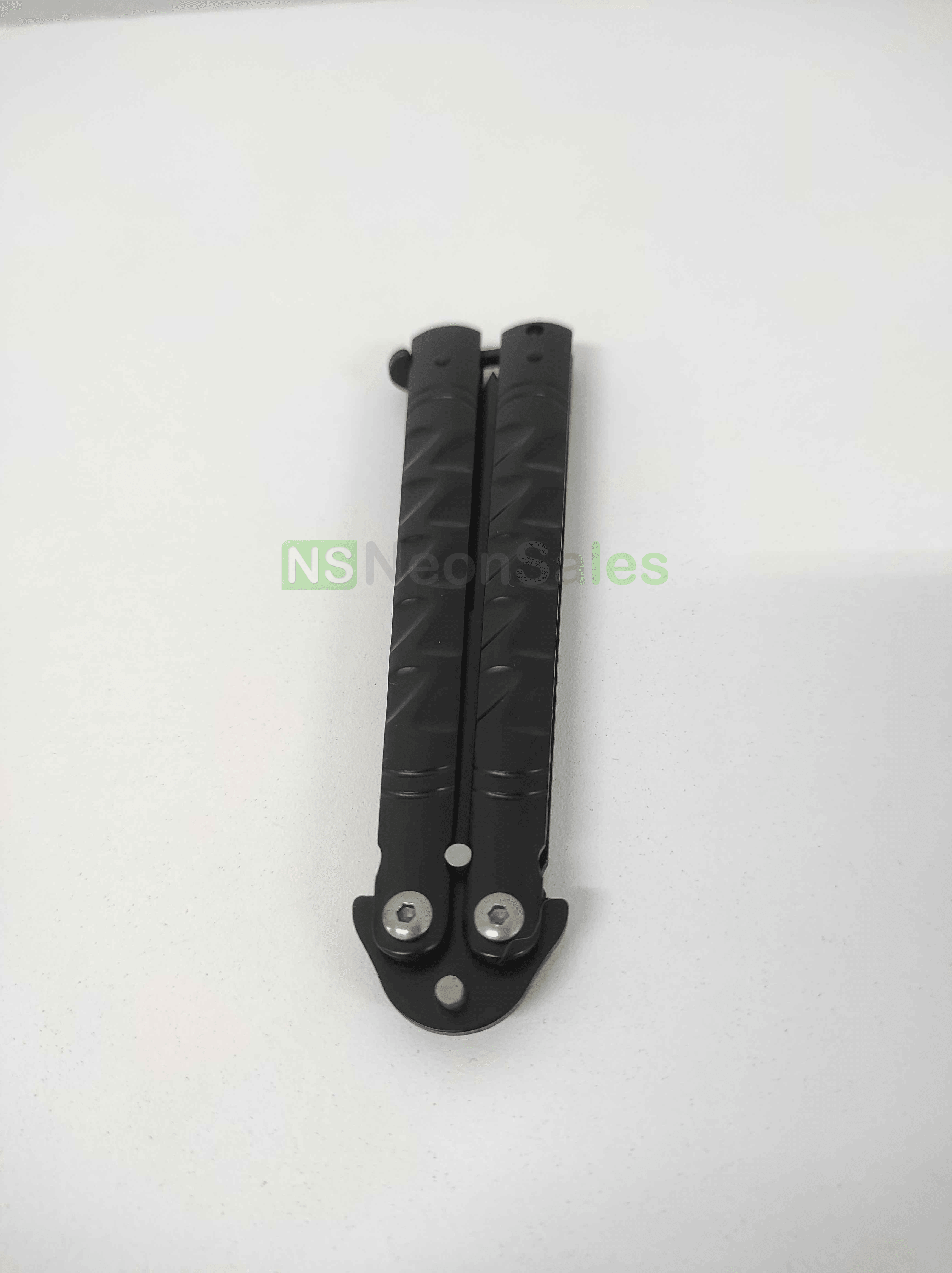 SLIMLINE BUTTERFLY KNIFE WITH CLIP EDGE - BLACK - NeonSales {{ shop.shopifyCountryName }}