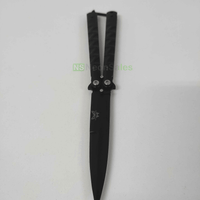 SLIMLINE BUTTERFLY KNIFE WITH CLIP EDGE - BLACK - NeonSales {{ shop.shopifyCountryName }}