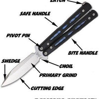 SLIMLINE BUTTERFLY KNIFE WITH CLIP EDGE - BLACK - NeonSales {{ shop.shopifyCountryName }}