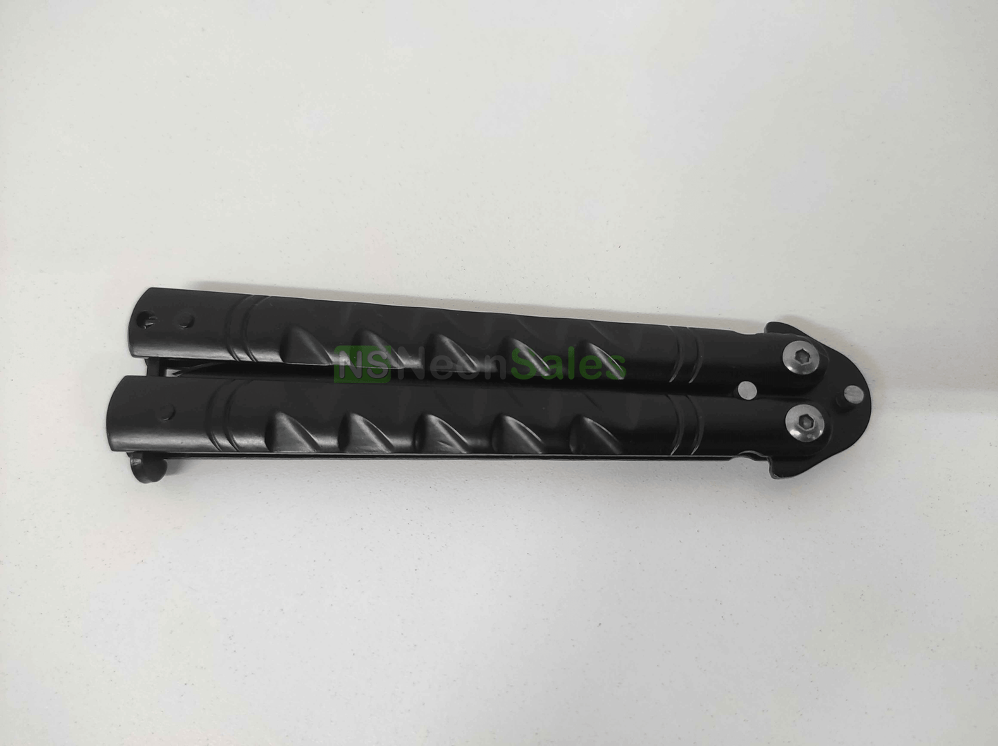 SLIMLINE BUTTERFLY KNIFE WITH CLIP EDGE - BLACK - NeonSales {{ shop.shopifyCountryName }}