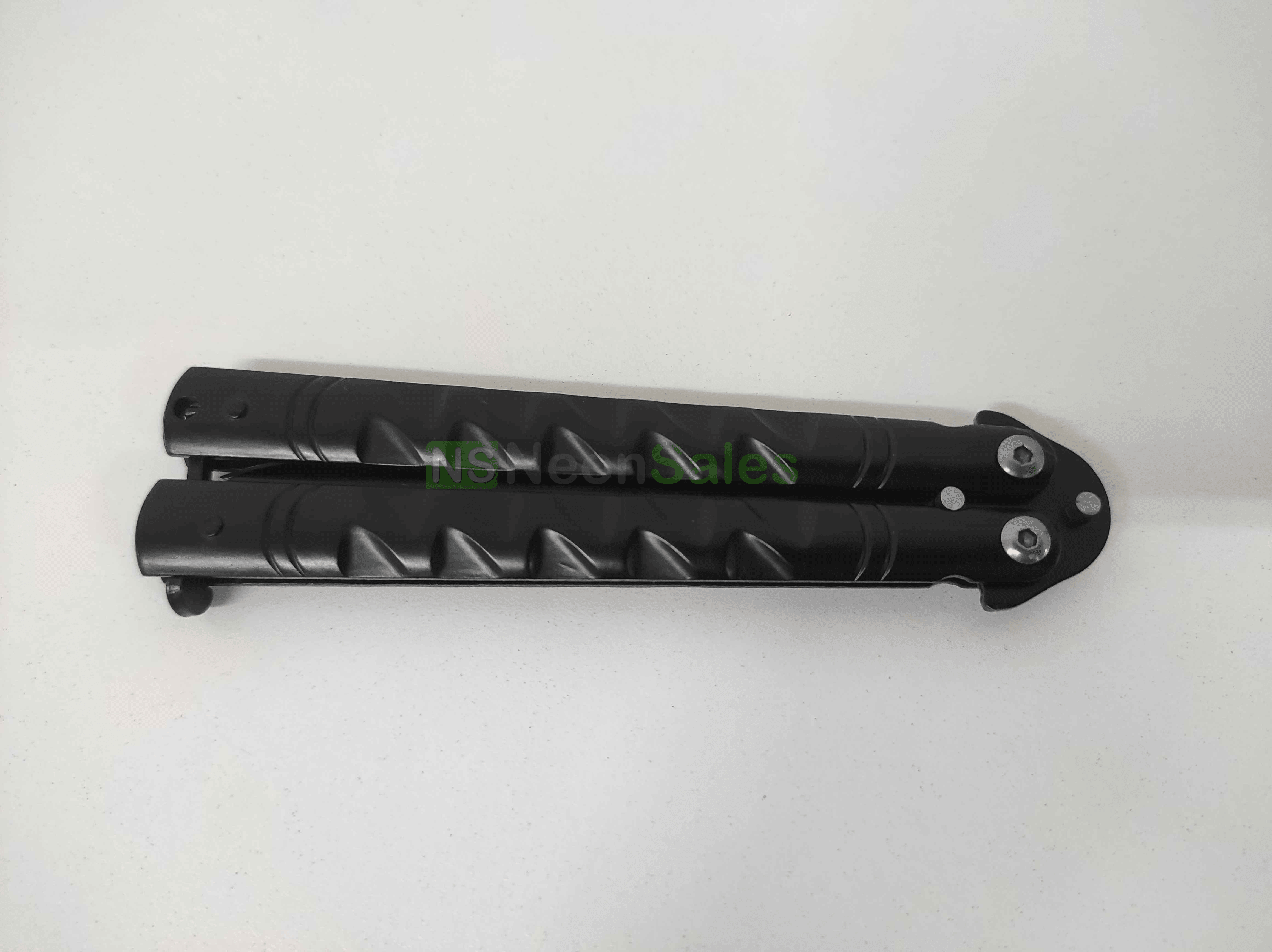 SLIMLINE BUTTERFLY KNIFE WITH CLIP EDGE - BLACK - NeonSales {{ shop.shopifyCountryName }}