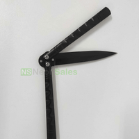 SLIMLINE BUTTERFLY KNIFE WITH CLIP EDGE - BLACK - NeonSales {{ shop.shopifyCountryName }}