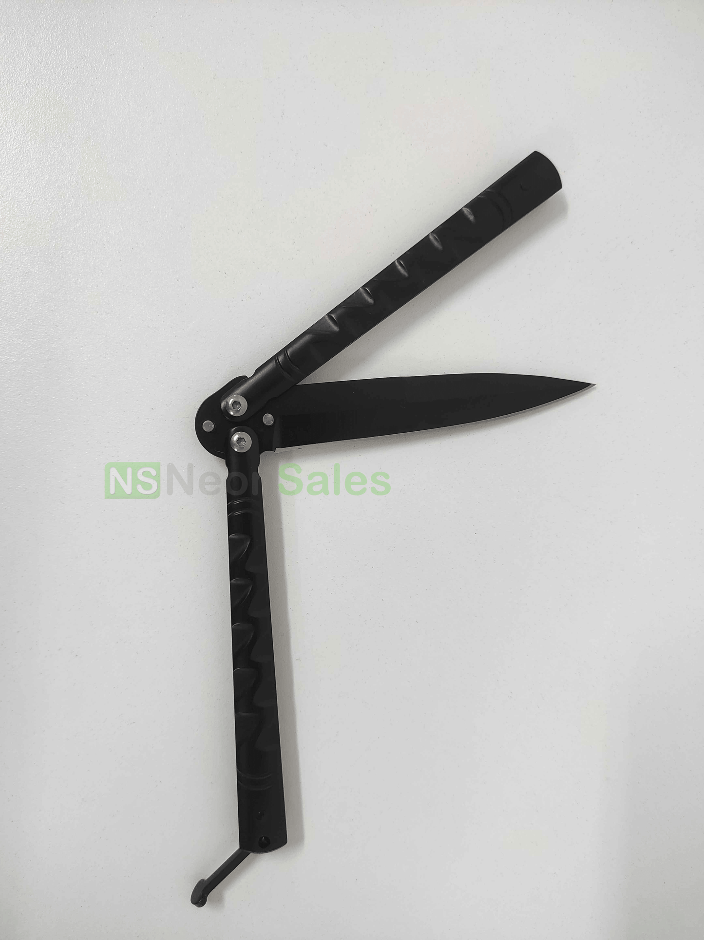 SLIMLINE BUTTERFLY KNIFE WITH CLIP EDGE - BLACK - NeonSales {{ shop.shopifyCountryName }}