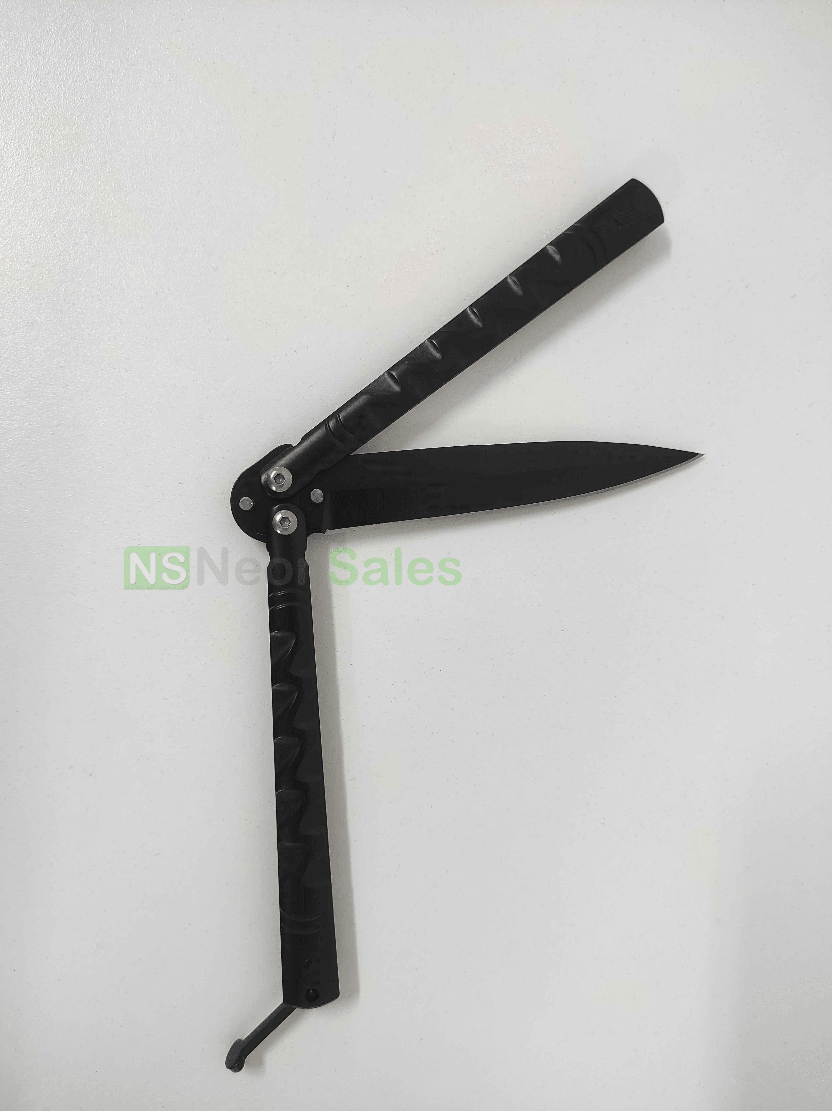 SLIMLINE BUTTERFLY KNIFE WITH CLIP EDGE - BLACK - NeonSales {{ shop.shopifyCountryName }}