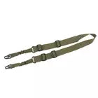 Olive green two-point sling with clasp clips - full length