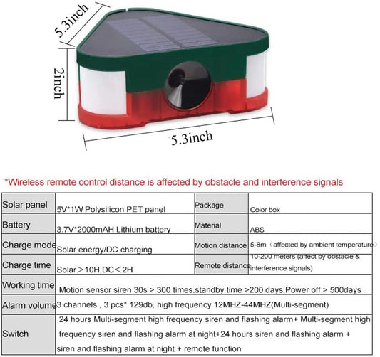 SOLAR-POWERED ULTRASONIC VERMIN REPELLER W/ PIR - NeonSales {{ shop.shopifyCountryName }}