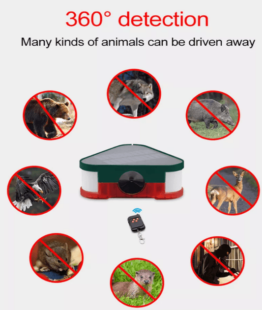 SOLAR-POWERED ULTRASONIC VERMIN REPELLER W/ PIR - NeonSales {{ shop.shopifyCountryName }}