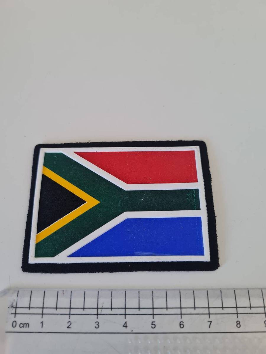 SOUTH AFRICAN FLAG RUBBER VELCRO PATCH - representative rubber patch