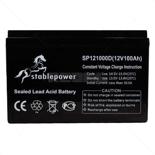STABLE POWER BATTERY 12VDC 100AH DEEP CYCLE - NeonSales {{ shop.shopifyCountryName }}