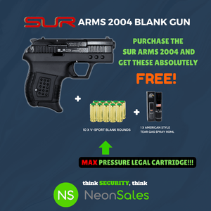 SUR ARMS 2004 BLANK GUN + 10 BLANKS + TEARGAS - NeonSales