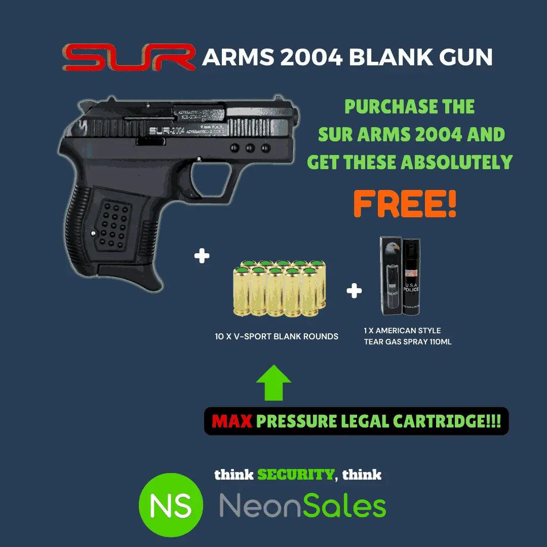 SUR ARMS 2004 BLANK GUN + 10 BLANKS + TEARGAS - NeonSales South Africa