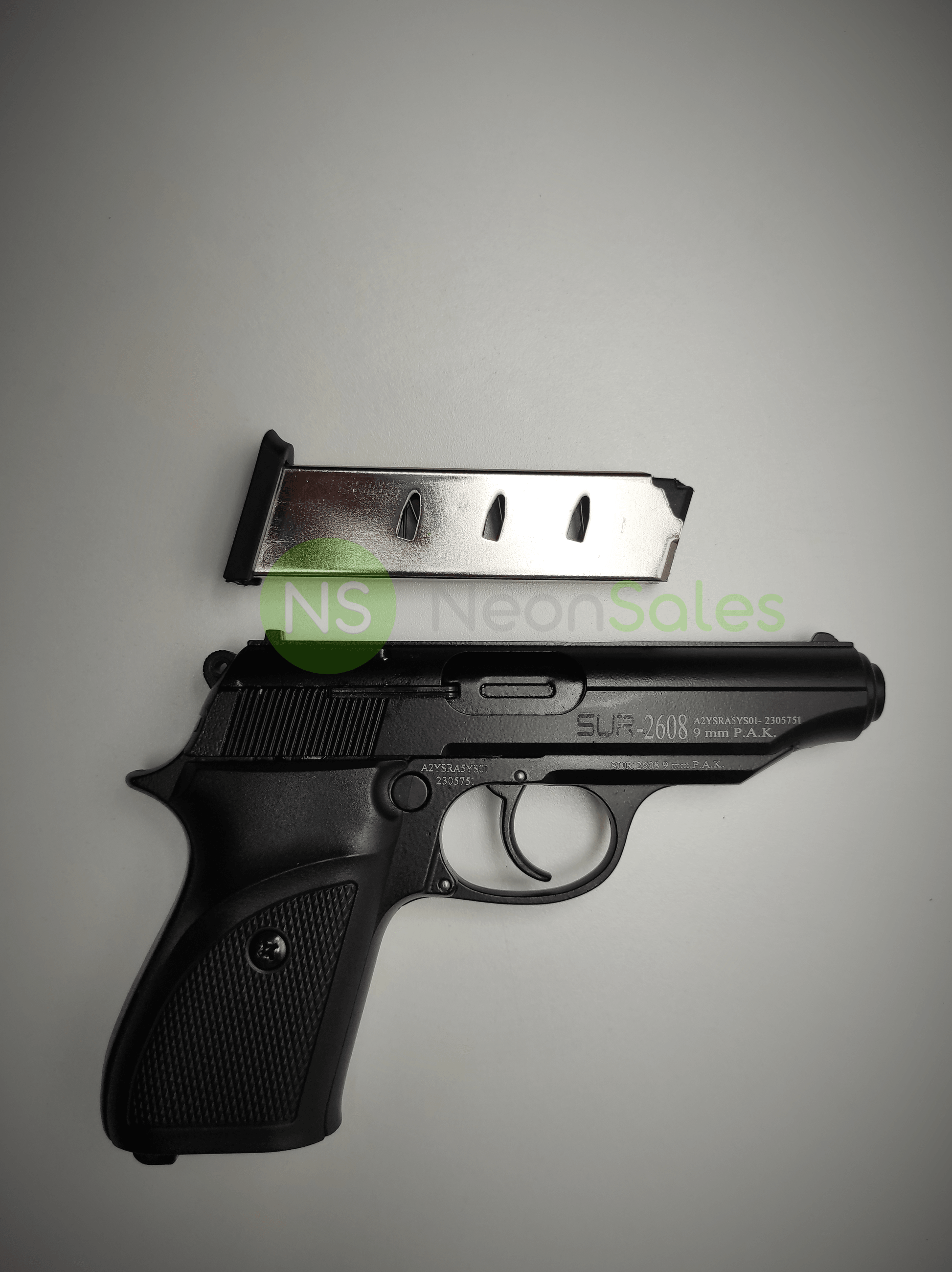 SUR ARMS 2608 (PPK TYPE REPLICA) BLANK GUN - BLACK - NeonSales {{ shop.shopifyCountryName }}
