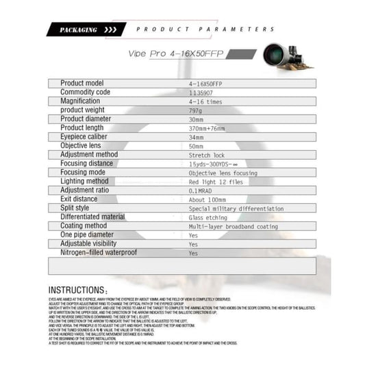 T-EAGLE SCOPE 4-16X50FFP VIPER - NeonSales {{ shop.shopifyCountryName }}