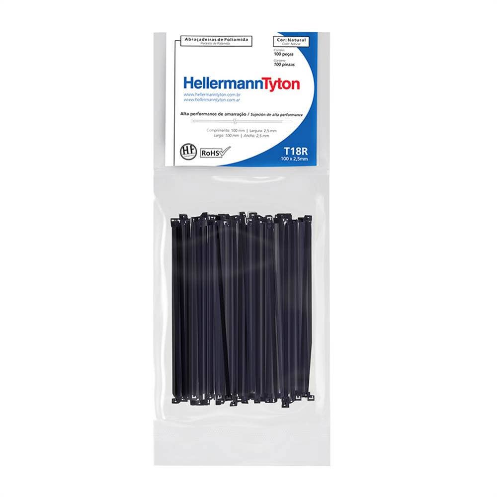 HellermannTyton T18R black cable ties - 100 pack