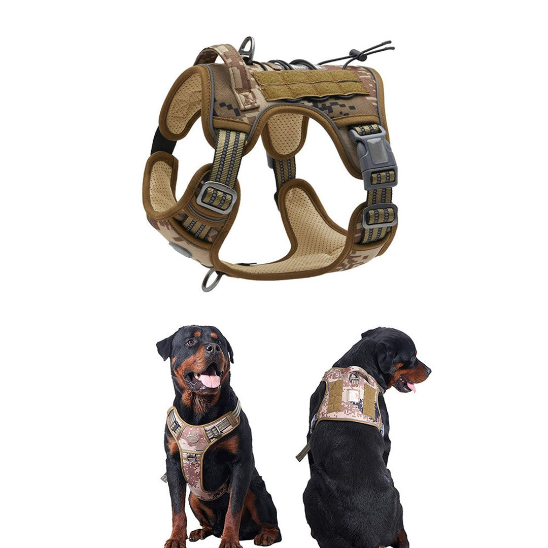 TactiPet tactical dog vest large brown product and fitted views