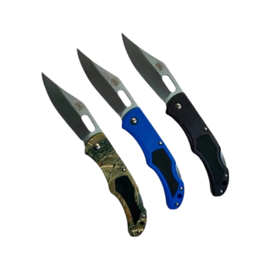 UltraEdge RV2081 Back Lock Knife in black, blue and camo