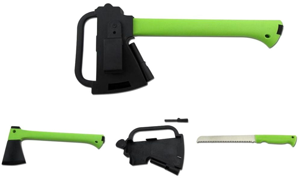 Ultraedge Camp Axe with Saw and Fire Starter, Green