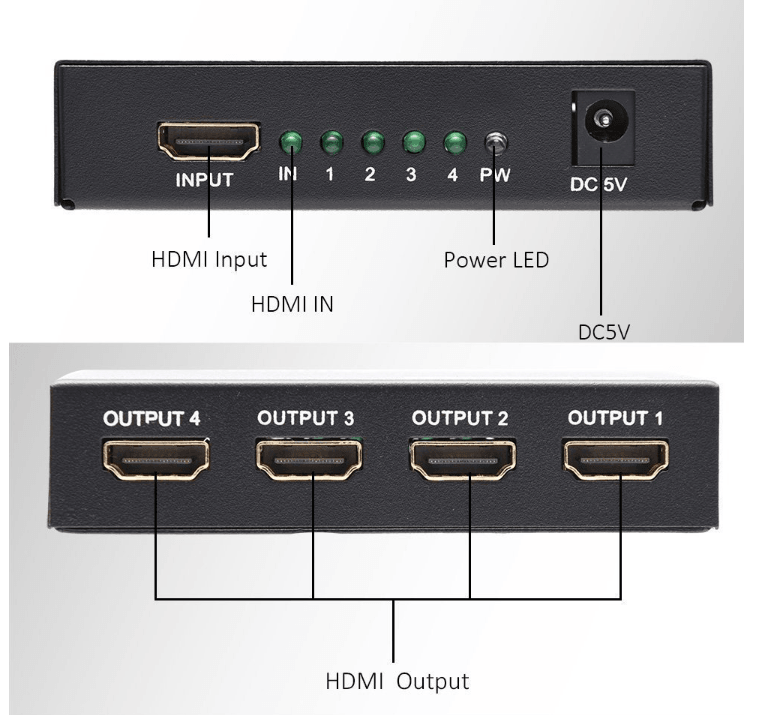 UNBRANDED HDMI SPLITTER 1 TO 4 4K - NeonSales {{ shop.shopifyCountryName }}