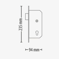 Paxton PaxLock 901-010-ZA mortice sash lock - dimension drawing