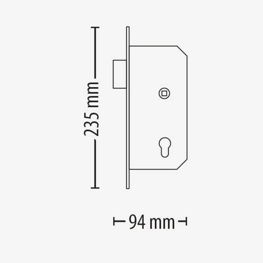 Paxton PaxLock 901-010-ZA mortice sash lock - dimension drawing