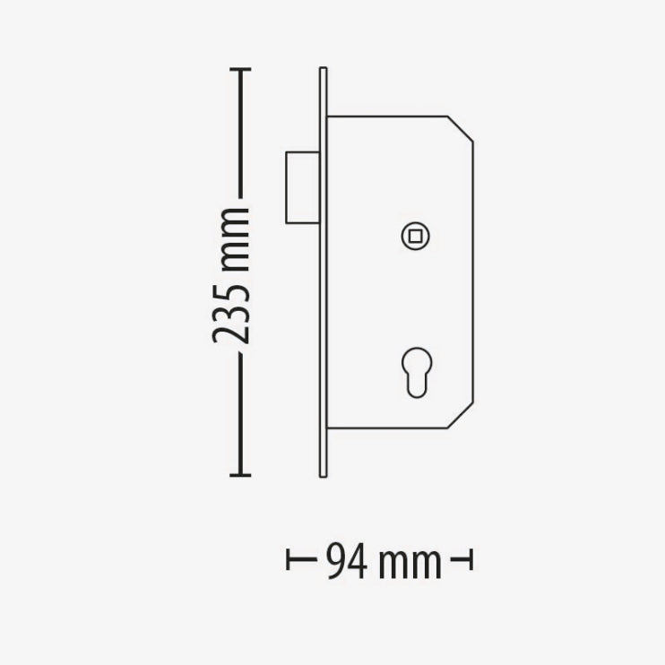 Paxton PaxLock 901-010-ZA mortice sash lock - dimension drawing