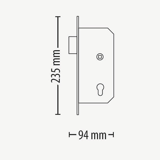 Paxton PaxLock 901-010-ZA mortice sash lock - installation dimension view