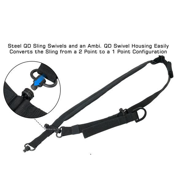 UTG® BOLLA® 2 TO 1 POINT CONVERSION QD SLING, BLK - NeonSales South Africa