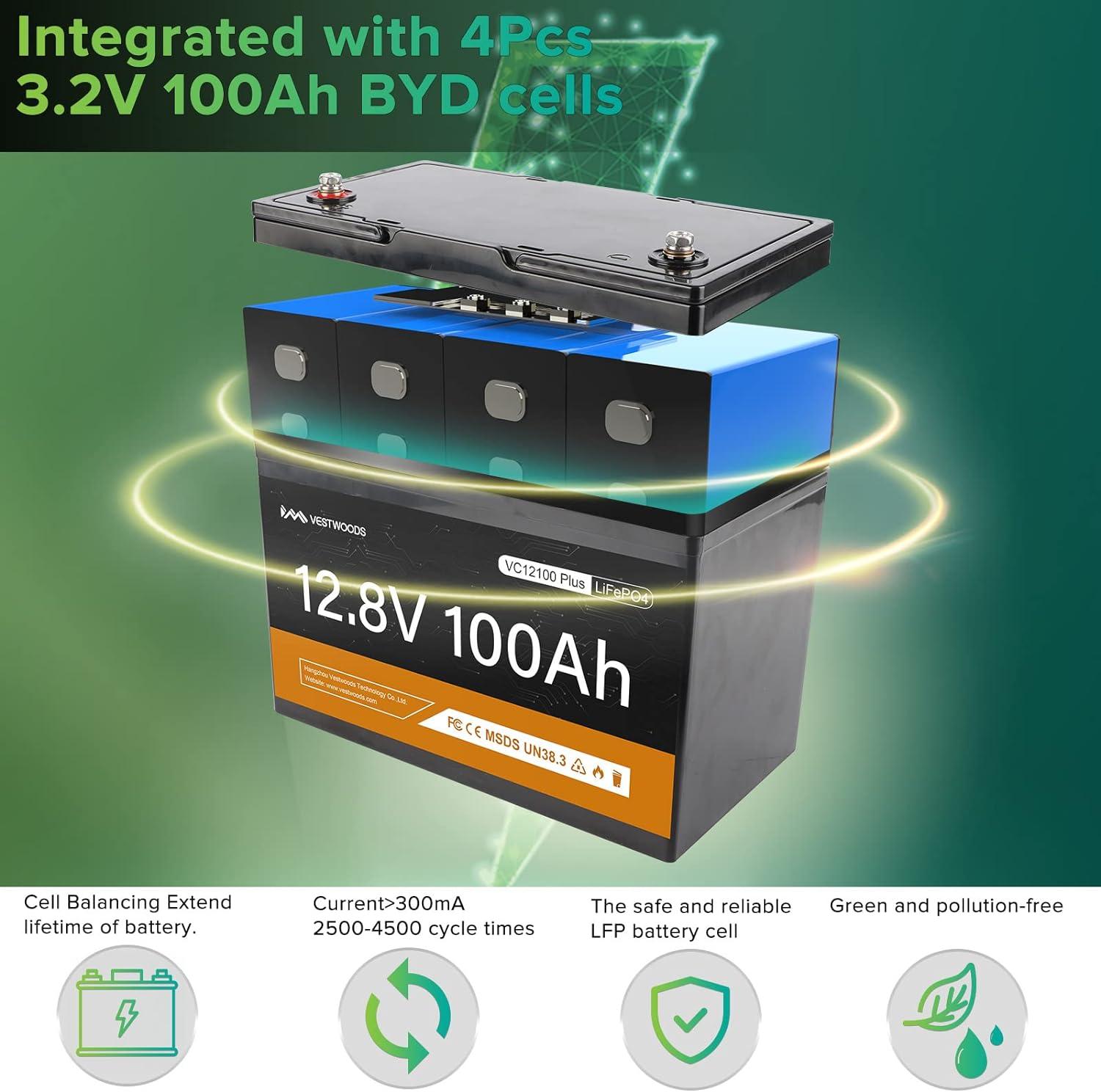 VESTWOODS 12.8V 100AH LIFEPO4 BATTERY WITH BMS - NeonSales South Africa