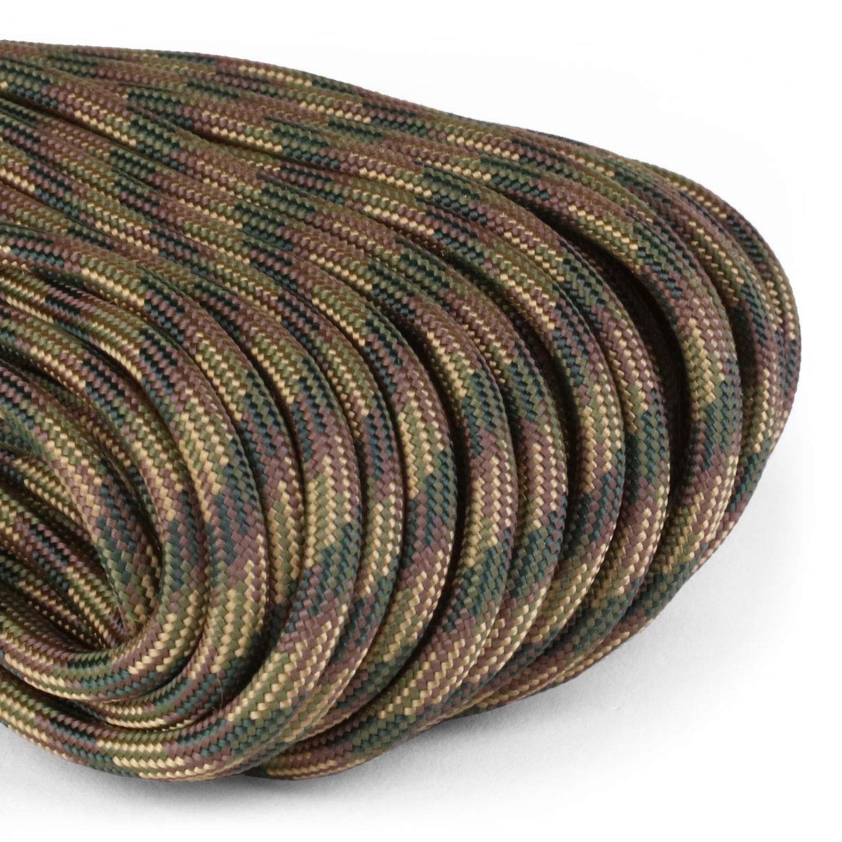Woodland camo paracord close-up