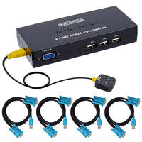 KVM-401UK 4-port VGA KVM switch with remote and cables
