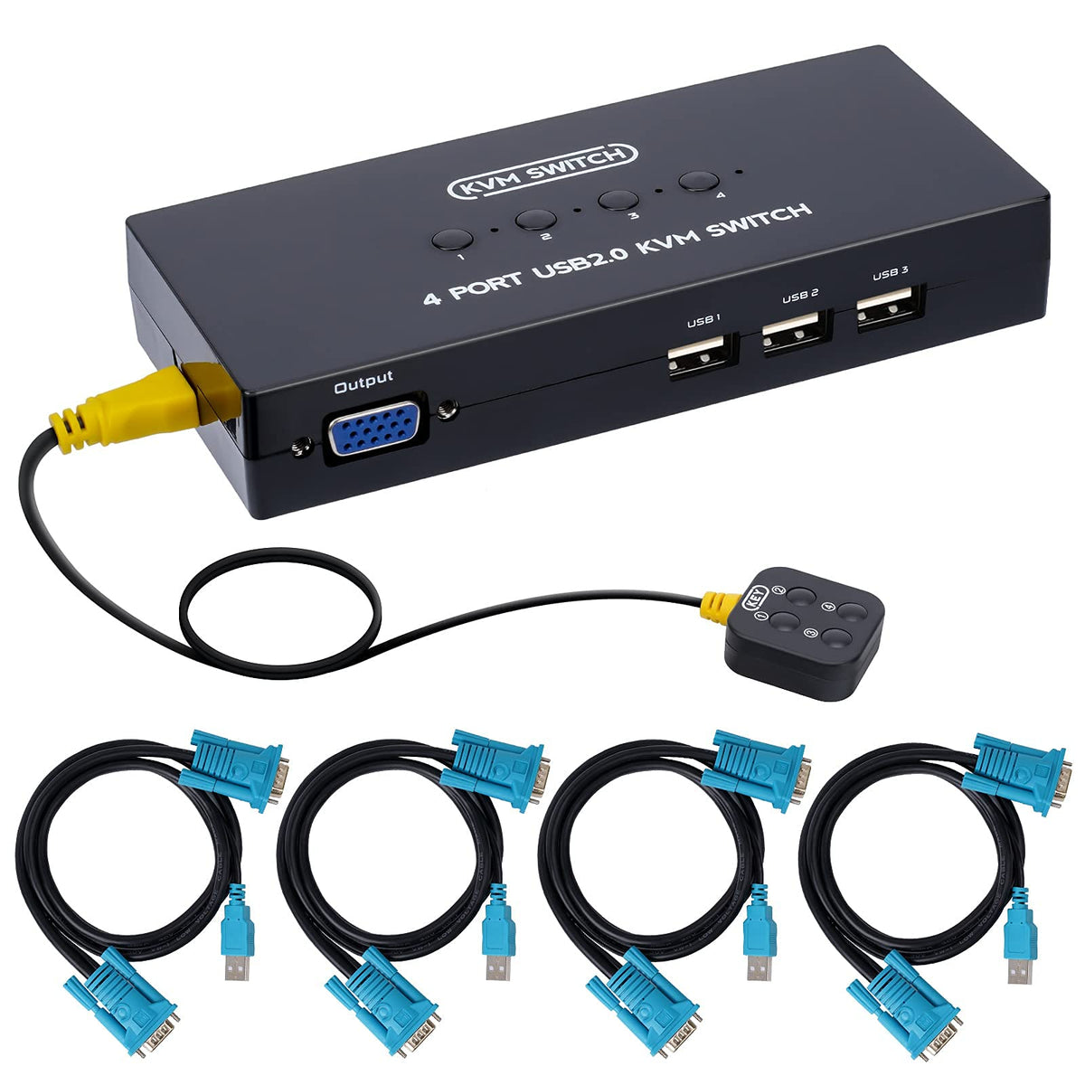 KVM-401UK 4-port VGA KVM switch with remote and cables