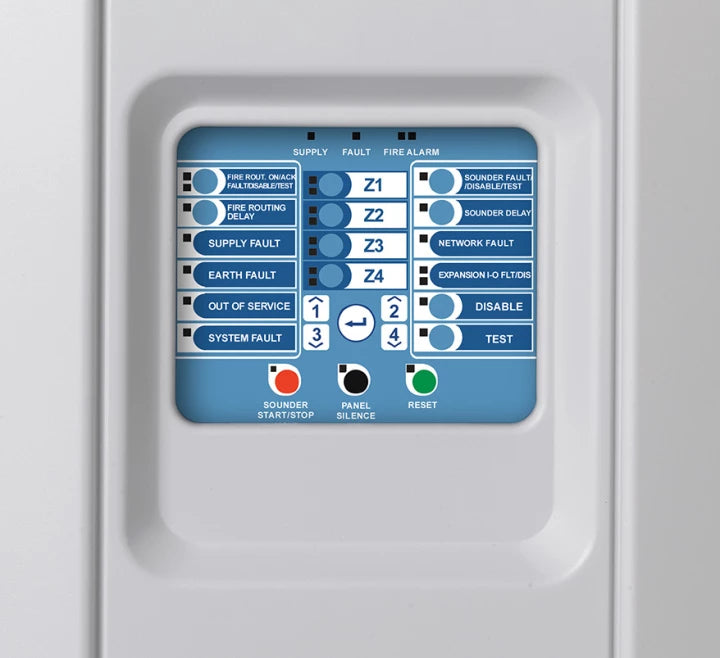 Ziton ZP1-F4 4-zone fire panel user interface close-up