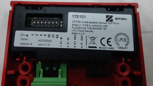 Ziton ZP785-3 172101 rear model-label and DIP-switch detail reference photo; not NeonSales actual stock