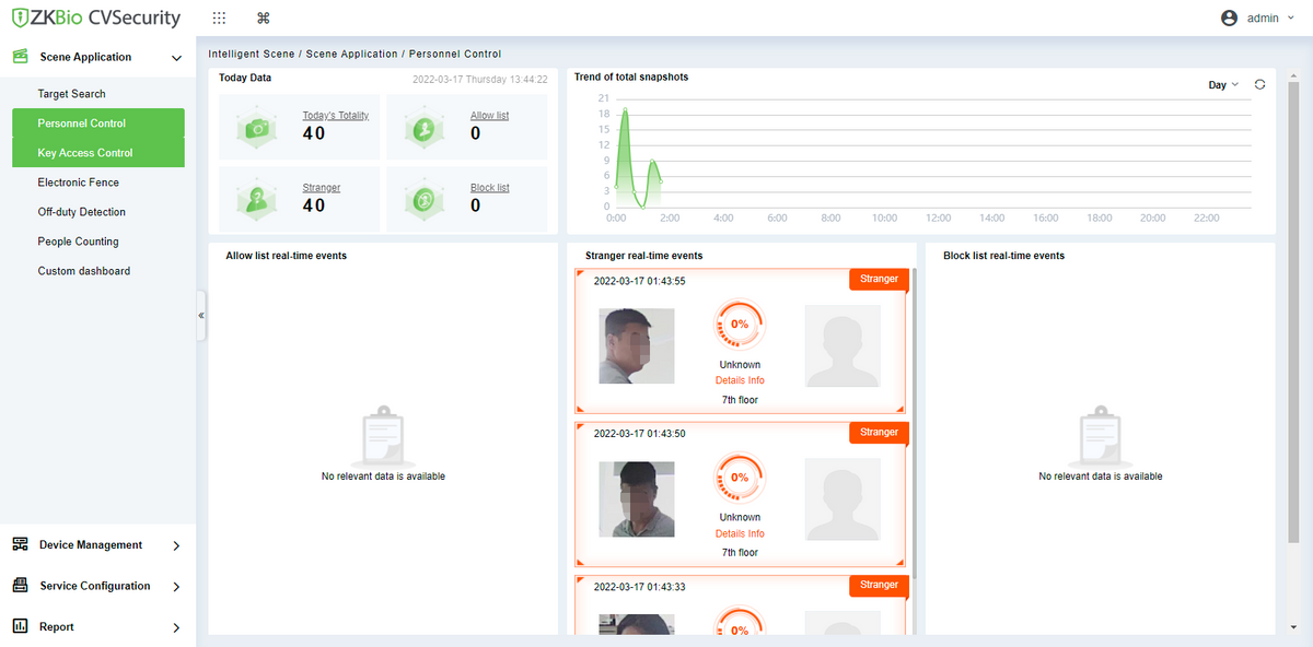 ZKTeco ZKBio CVSecurity software interface