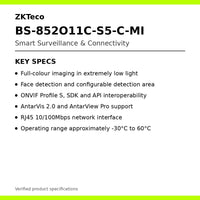 ZKTeco BS-852O11C-S5-C-MI smart surveillance features