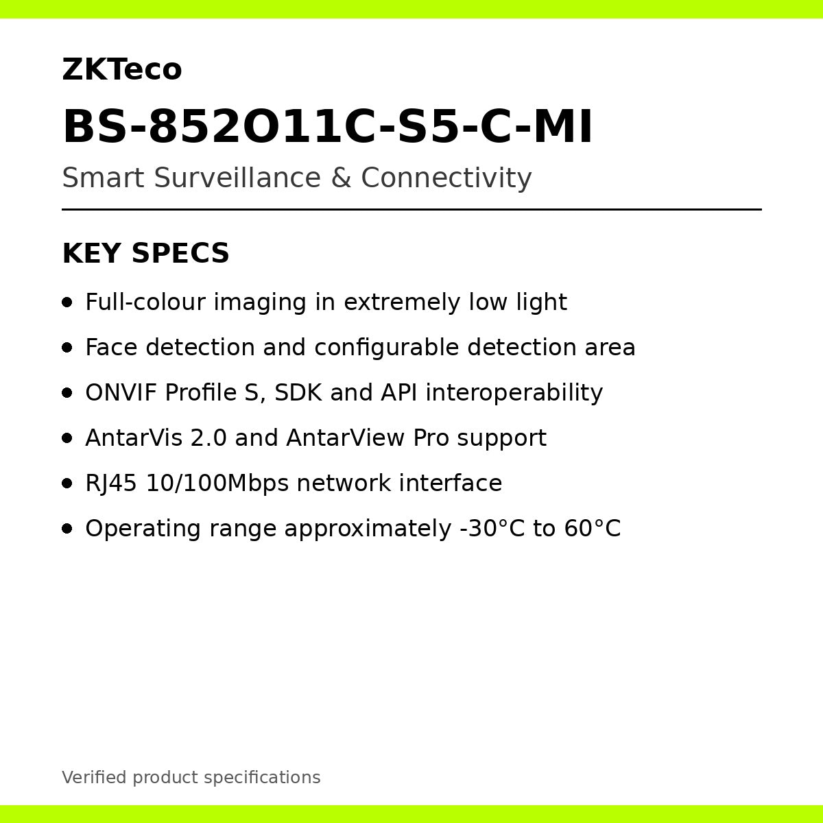 ZKTeco BS-852O11C-S5-C-MI smart surveillance features