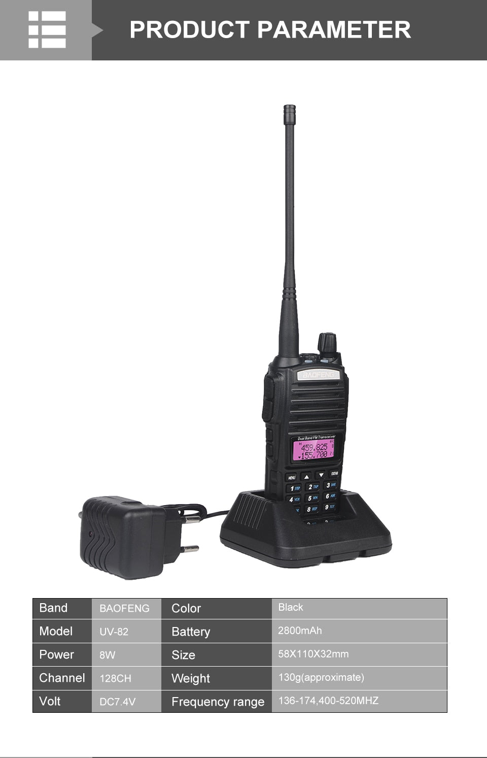BAOFENG UV82 VHF/UHF TRANSCEIVER RADIO