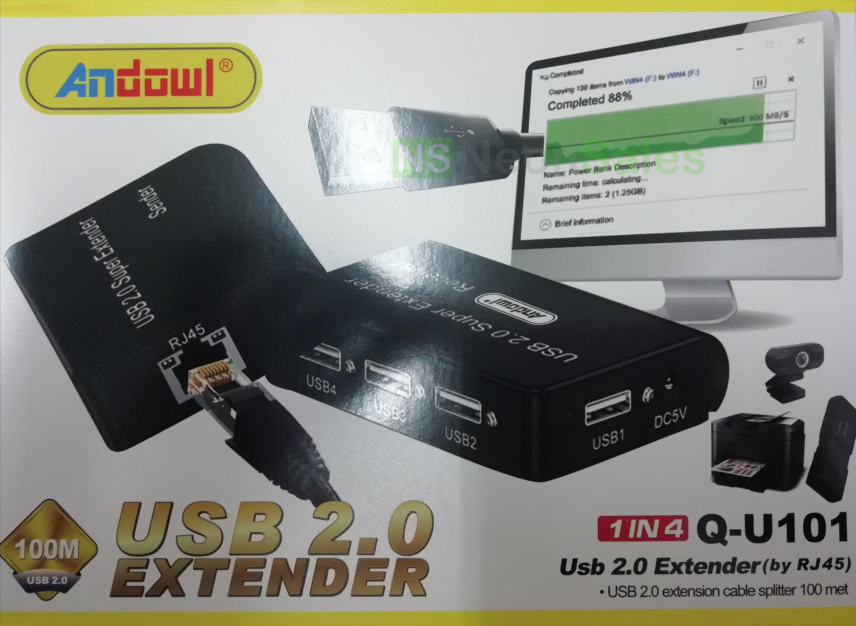 ANDOWL 4 PORT USB EXTENDER 4K 100M Q-U101 - NeonSales