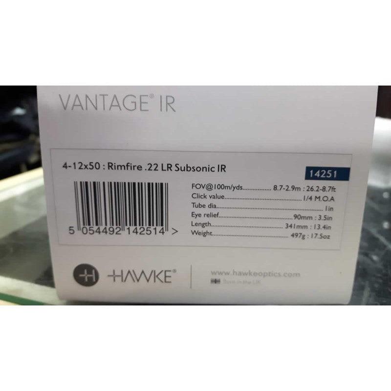 HAWKE VANTAGE 4-12X50 IR (SUB RIM .22 RET) - 14251 - NeonSales