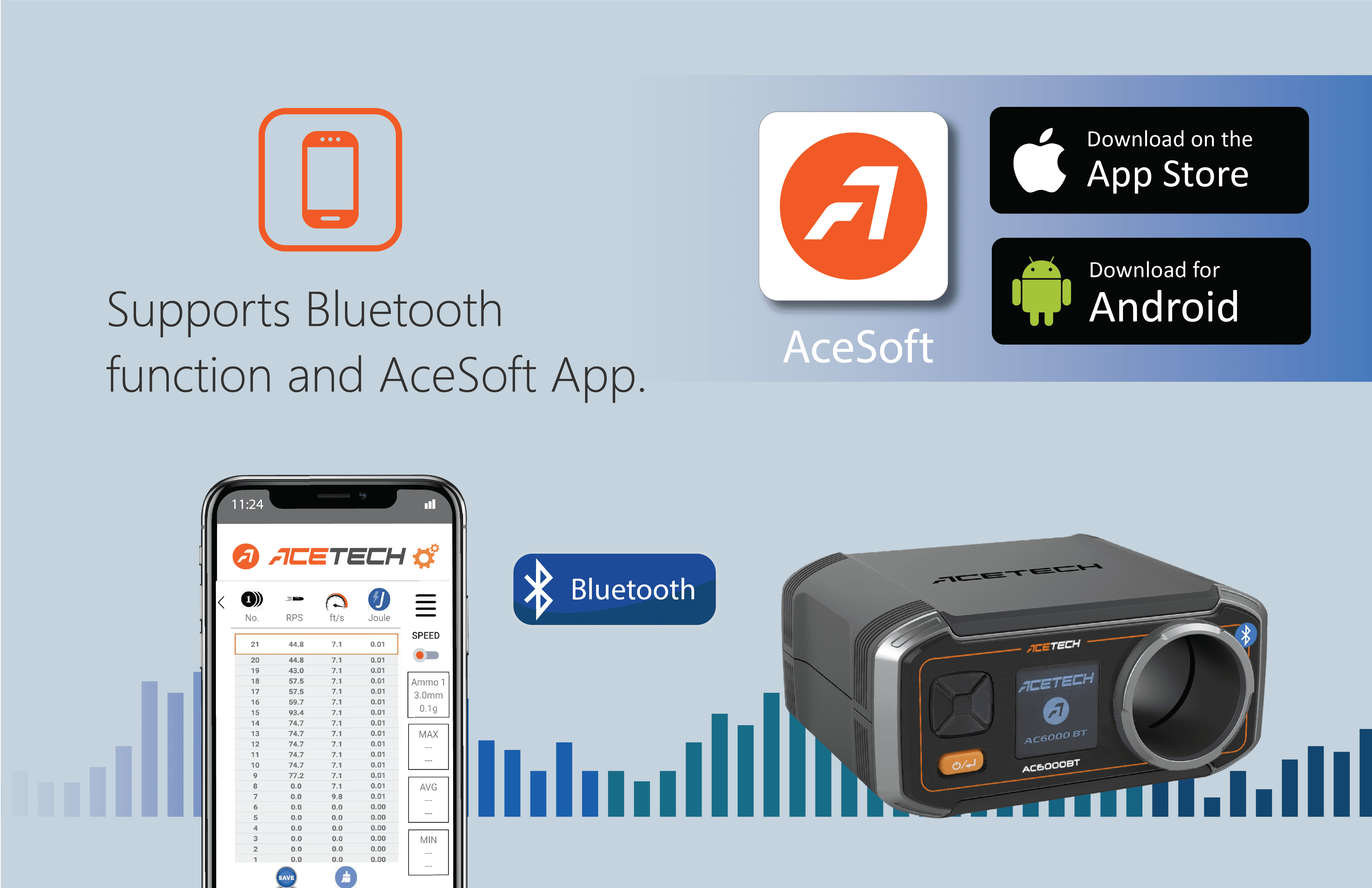 ACETECH AC6000 BT CHRONOGRAPH W/ BLUETOOTH + APP - NeonSales South Africa