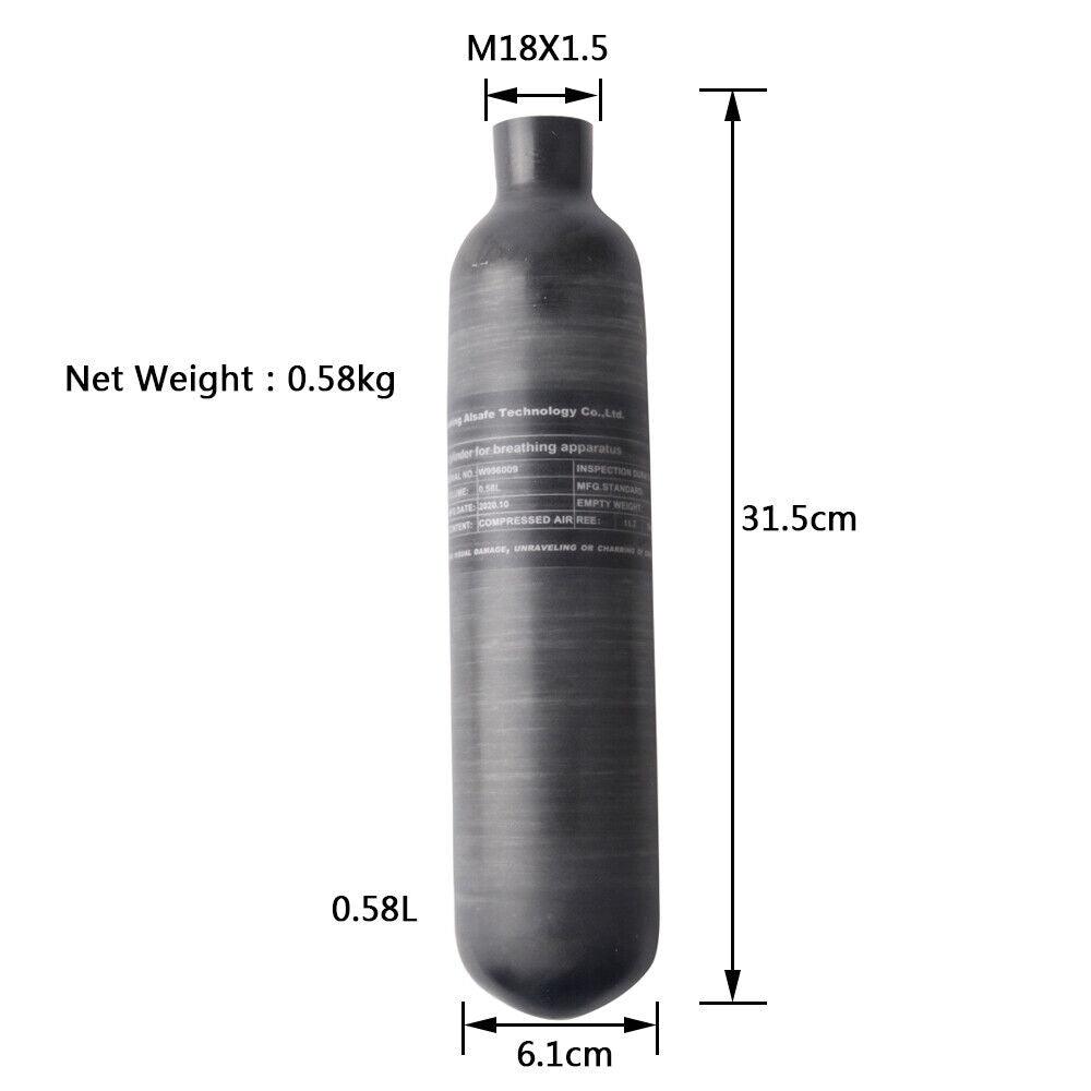 Alsafe Tank ALSAFE 580CC CARBON FIBRE TANK - M18X1.5 | NeonSales